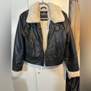 faux fur leather biker jacket